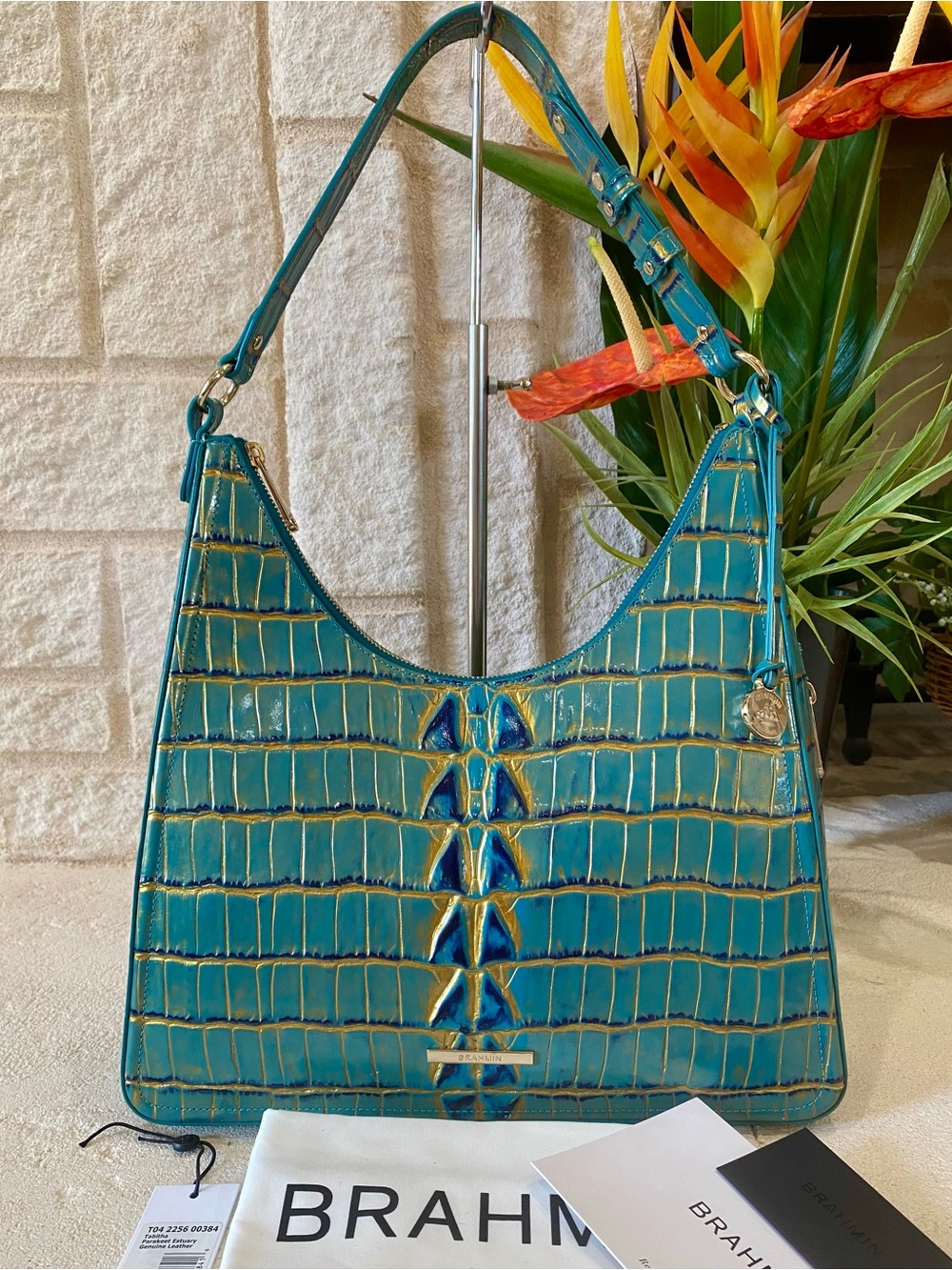☀️ 🌴🦜HTF PARAKEET ESTUARY BRAHMIN TABITHA SHOULDER BAG